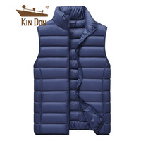 金盾 KIN DON 马甲男士 2019秋冬新款男士立领纯色轻薄羽绒服马夹背心外套上衣 JS-19QJ006 藏青 3XL
