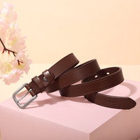 高尔夫GOLF双面牛皮女士皮带复古针扣皮带女士牛仔裤腰礼盒E9BV17980J棕色