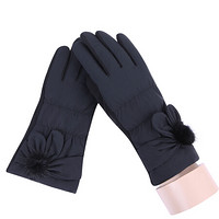 GLO-STORY 手套女 冬季保暖手套加厚触屏骑行防风手套开车毛线手套女WST844162 黑色