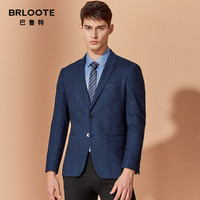 Brloote/巴鲁特 西服男时尚休闲羊毛商务西装男士秋季便西外套品 藏青 175/96A