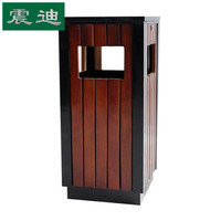 震迪 钢木垃圾桶 镀锌内胆40*40*80cm咖啡色公园垃圾箱户外垃圾桶小区街道垃圾箱可定制KT831B果皮箱