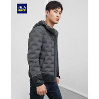 HLA海澜之家羽绒服男2019秋季新品连帽短款运动舒适保暖外套HWRAJ3R084A中灰镶拼(F8)165/84A(46) cz