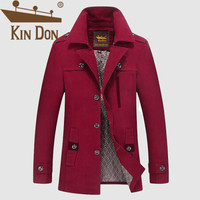 金盾(KIN DON)风衣 男2019秋季新款中年立领商务男士休闲百搭中长款外套 XZ1218-6615 酒红色 2XL