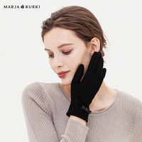 玛丽亚.古琦（玛丽亚古琦 MARJA KURKI）羊毛手套 纯色百搭修手保暖加绒羊毛手套女 均码礼盒装 冰月凝雪 5GG660199 黑