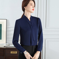 米兰茵（MILANYIN）女装2019新款秋季衬衫女工作服正装职业修身衬衣女装OL NYml170 深蓝衬衫 4XL