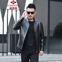 俞兆林（YUZHAOLIN）绵羊皮衣 男士大码纯色薄款夹克外套5017-1527黑色XL