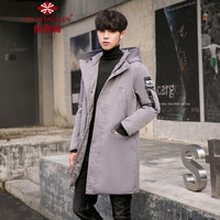 俞兆林(YUZHAOLIN)羽绒服 男士时尚简约中长款印花保暖外套B235-91862灰色3XL