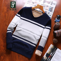 吉普盾 加绒毛衣男韩版休闲男士针织衫 宝蓝 M