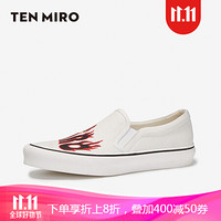 TEN MIRO 时尚简约休闲帆布男女情侣小白鞋DWA811897 白色 35