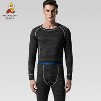 稻草人保暖内衣男士运动薄款秋衣秋裤套装秋冬季打底棉毛衫82985 花黑 XL