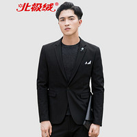 北极绒（Bejirong）西服男 2019秋新款男士商务休闲西服韩版小西装外套 QT6013-A35 黑色 M