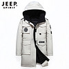 吉普 JEEP 羽绒服2019冬季新款男士连帽中长款工装羽绒外套 D1929 米色 XL