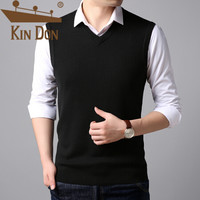 金盾（KIN DON）马甲 男2019秋季新款休闲百搭无袖v领纯色针织打底衫 QT721-1-X6978 黑色 170