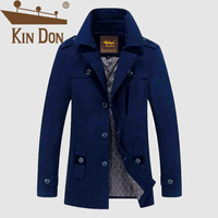 金盾(KIN DON)风衣 男2019秋季新款中年立领商务男士休闲百搭中长款外套 XZ1218-6615 宝蓝色 2XL