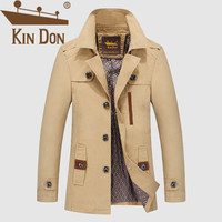 金盾(KIN DON)风衣 男2019秋季新款中年商务休闲百搭立领长袖中长款外套 XZ1218-6615 卡其色 L