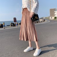 AUDDE 2019秋季新款女装新品半身裙女百褶半身裙子女中长款韩版a字高腰ins超火 HCYYY772 咖啡色 M