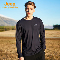 Jeep 男士长袖T恤衫 户外休闲圆领运动套头T恤 藏青色 3XL