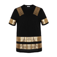 VERSACE COLLECTION 范思哲 奢侈品 男士黑色棉质胶印图案短袖T恤 V800683R VJ00597 V7008 L码 185/96B