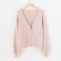 沫欣 毛衣女2019秋季新品女装网红开衫毛衣小清新宽松慵懒风学生上衣针织外套 CCHMZ19113-B 粉色 均码