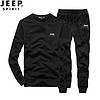 吉普 JEEP 运动套装男士春秋季休闲卫衣长裤两件套运动服装 TT6803 黑色 3XL