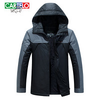 卡帝乐鳄鱼(CARTELO)棉服男2019冬季新款青中年男士商务休闲连帽加厚保暖外套男棉袄 黑色 L