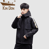 金盾（KIN DON）羽绒服 男2019冬季新款休闲韩版潮流连帽国潮帅气加厚保暖日系外套 QT708-C833 黑色 3XL