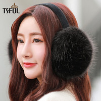 Tsful 耳罩保暖女韩版冬季加绒纯色卡通可爱耳包学生骑车时尚护耳套耳捂子 ASY98003EZE黑色