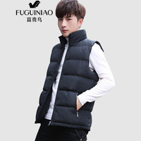富贵鸟 FUGUINIAO 马甲男2019秋冬季新款潮流立领背心保暖夹克棉坎肩男士冬装无袖百搭外套潮 黑色 3XL