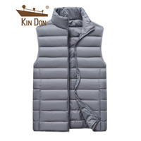 金盾 KIN DON 马甲男士 2019秋冬新款男士立领纯色轻薄羽绒服马夹背心外套上衣 JS-19QJ006 灰色 XL