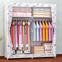 蜗家简易衣柜双人布衣柜加厚加粗全钢架组装衣橱衣服收纳柜子大号宿舍单人布艺衣柜