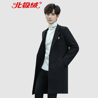 北极绒(Bejirong)风衣外套男 2019冬季新款潮流中长款呢子毛呢外套风衣加棉大衣 B345-F12佳 黑色加棉 L