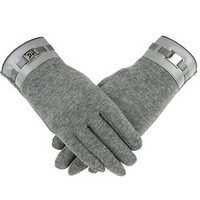 GLO-STORY 手套男 加绒保暖户外骑行防滑触摸屏手套 MST744017灰色
