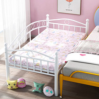 L&S 床小床单人床子母拼接加床简易铁艺床床铺带护栏婴儿床宝宝分床神器 YC12白色1.5*0.8米