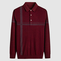 相思鸟（xiangsiniao）针织衫男翻领简约休闲针织宽松舒适套头针织衫毛衣19秋冬新款 06深红 180/96A(115)