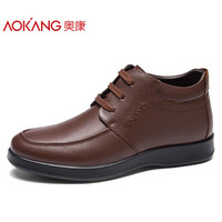 AOKANG 奥康 休闲商务一脚蹬加绒保暖简约舒适低帮皮鞋193011033棕色41码
