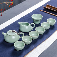 信发(TRNFA)功夫茶具套装 家用办公汝窑开片泡茶器 陶瓷茶壶茶杯茶具公道杯茶漏整套高档礼盒 石瓢壶10套装
