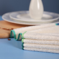 瑞卡丝 竹纤维抹布清洁布吸水不掉毛擦地板家务厨房擦桌子不沾油洗碗布（3条装） 白色 18*23cm