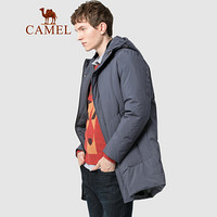 骆驼（CAMEL）男装 2019冬季新款白鸭绒羽绒服男青年韩版中长款休闲外套潮 D9Y091399 灰色XXXL