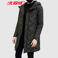 北极绒（Bejirong）羽绒服男 2019新款中长款男士连帽青年冬季加厚外套男 A102-DS275 军绿色 3XL