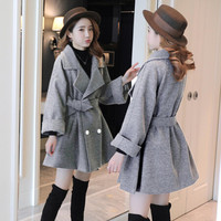 JOY OF JOY 2019冬季新款女装毛呢外套中长款收腰妮子大衣女 JWDY199783 灰色 S