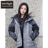 INTERIGHT×REHALL 夹克女秋冬季户外服装加绒加厚登山棉滑雪服 灰黑 M码