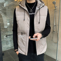 鳄鱼恤 CROCODILE 马甲男2019冬季新款休闲大码厚款时尚连帽青年运动百搭保暖外套男YPY1946 灰色 7XL