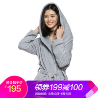 大朴(DAPU)浴袍家纺 精梳纯棉舒适连帽浴袍 情侣浴衣睡袍 浅灰 L码
