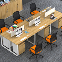 洛克菲勒办公桌椅组合工作位屏风隔断六人位含柜