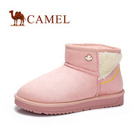 骆驼（CAMEL） 女士 新意刺绣混搭套筒低跟雪地靴 A84275626 粉色 36