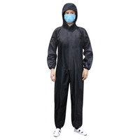 谋福 8020 多功能连体防护服防尘服防雨服防雨防水劳保雨衣带帽工作服粉末喷漆工业清洗防化服 黑色小M-165