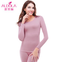 雅黛俪保暖内衣男女士圆领棉质基础打底薄款情侣纯色秋衣秋裤套装DYL41600-1 女款 藕粉 M