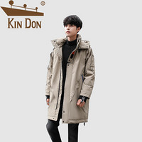 金盾（KIN DON）羽绒服 男2019冬季新款休闲百搭韩版潮流连帽中长款加厚保暖外套 QT708- 6022 卡其色 L