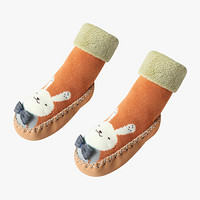馨颂婴儿地板袜秋冬女宝宝学步鞋袜防滑毛圈袜子 橙色 XL(18-24个月)