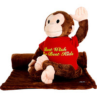 如比(Zoobie)玩具 红猴子毛绒玩具三合一(娃娃玩偶公仔+抱枕靠枕+宝宝抱毯睡毯空调毯)儿童生日礼物CG102